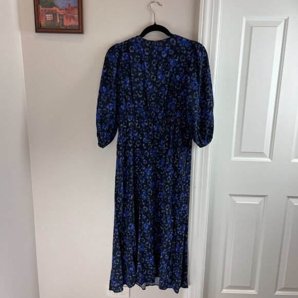 GAP Maternity Blue Leopard Print Midi Dress - Size Small - Picture 11 of 14